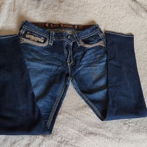 Rock Revival 32x31.5 Janelle mid rise skinny jeans bling studded